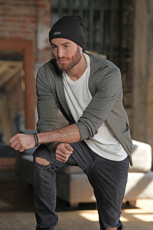 Black Slouchy Beanie for Men
