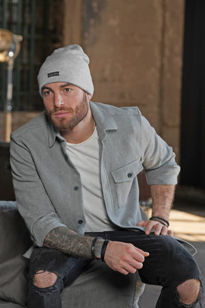 Grey Mens Slouchy Beanie