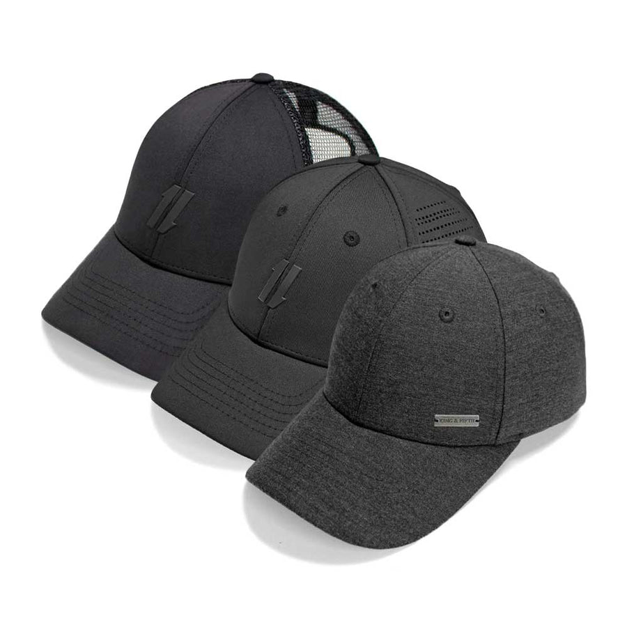 Bundle of 3 baseball Cap Solid Black Baseball Cap Hat with Adjustable Buckle Back  main image 3