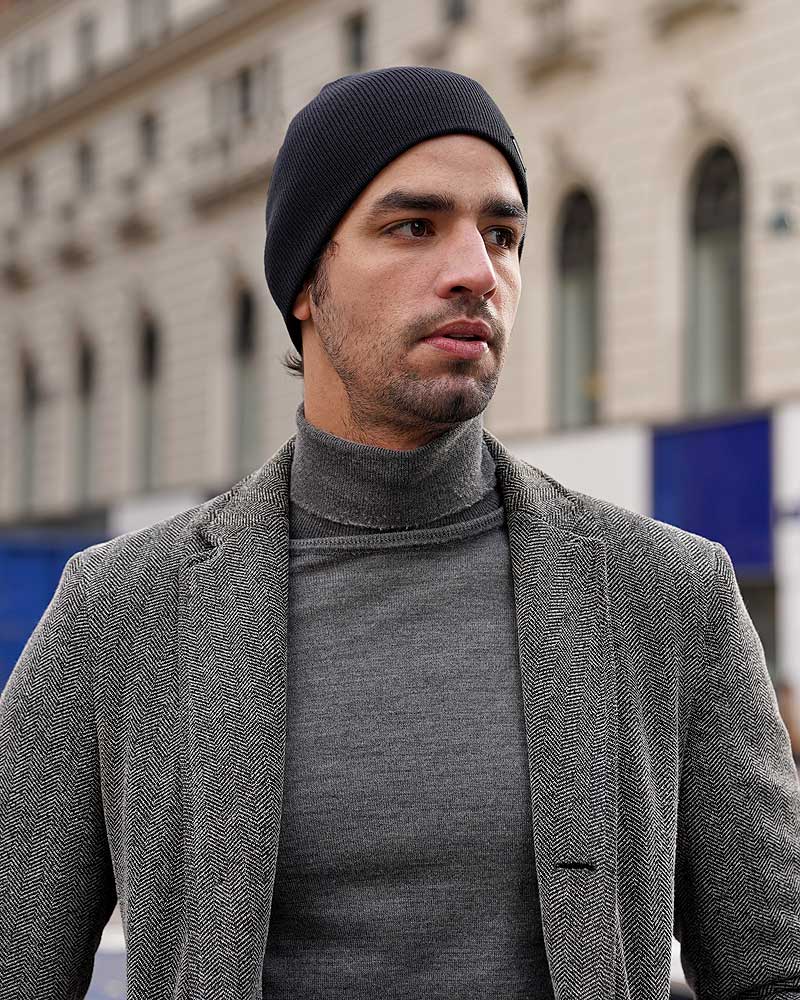 Black Mens Skull Cap Beanies