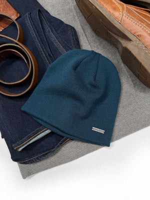 blue cashmere skull cap beanie