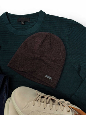 brown cashmere blend beanie