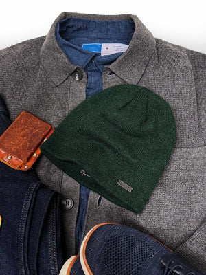 green cashmere blend beanie