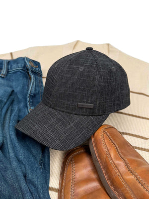 grey plaid baseball cap