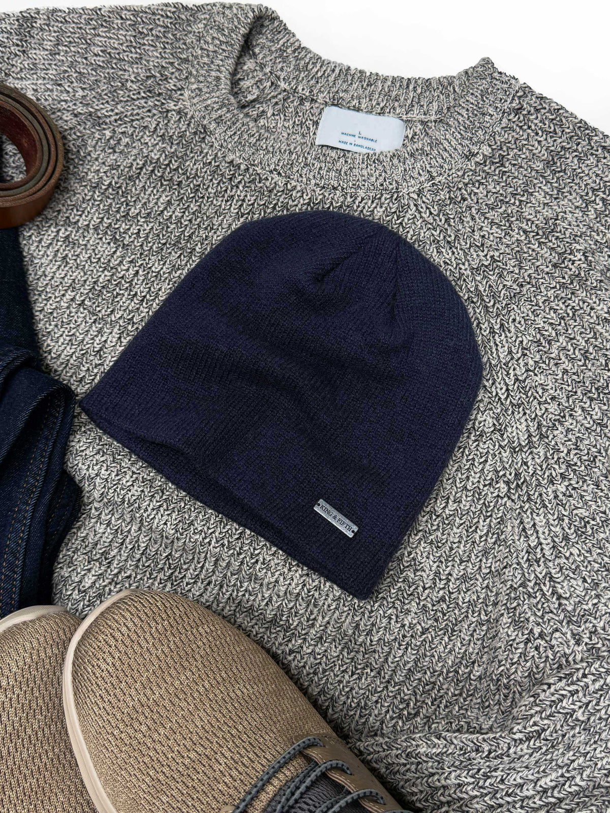 navy cashmere blend beanie