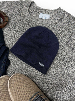 navy cashmere blend beanie
