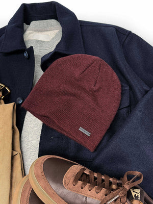 red cashmere blend beanie