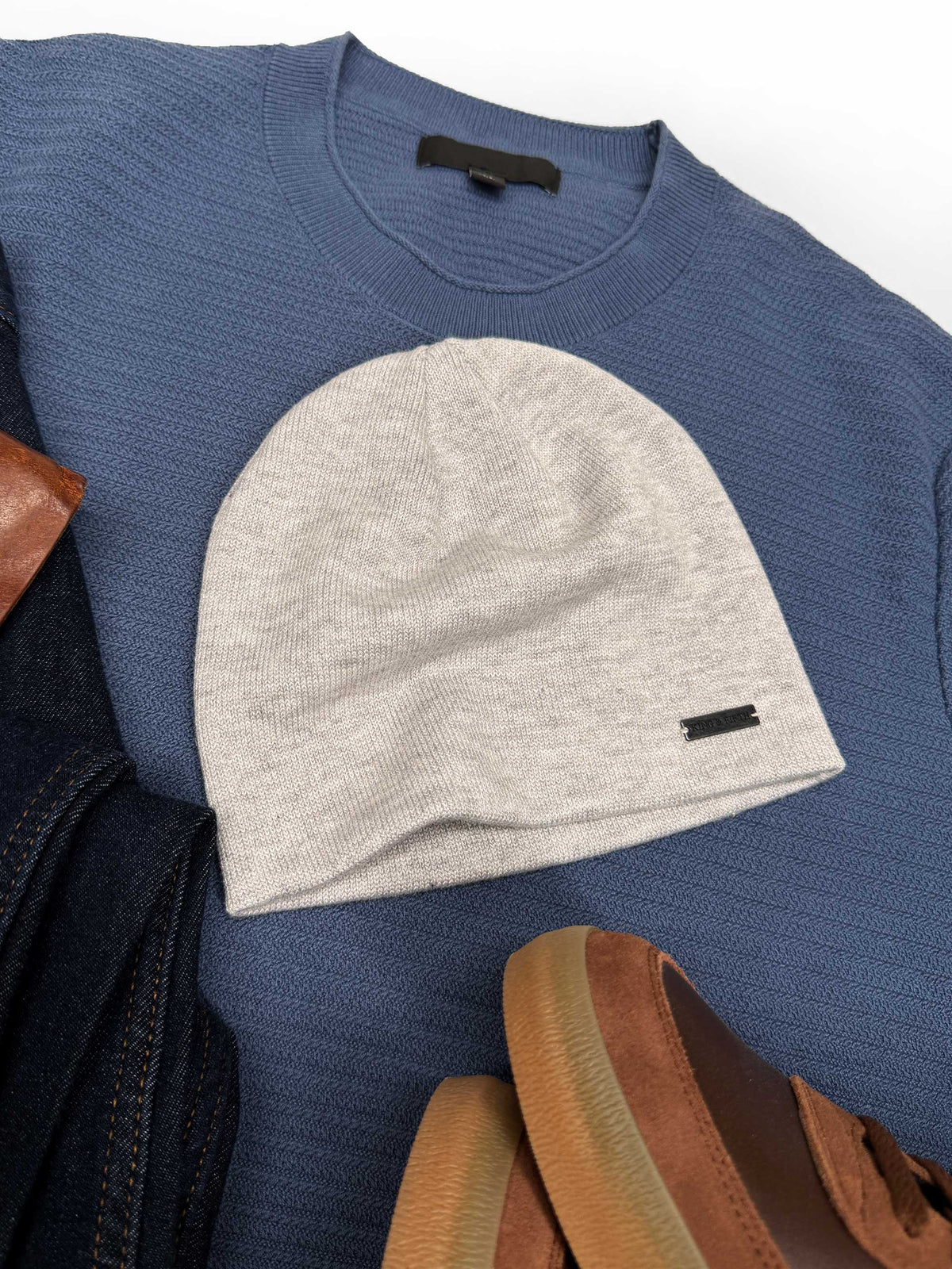 white cashmere skull cap beanie