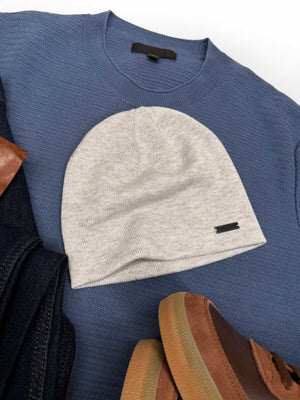 white cashmere skull cap beanie