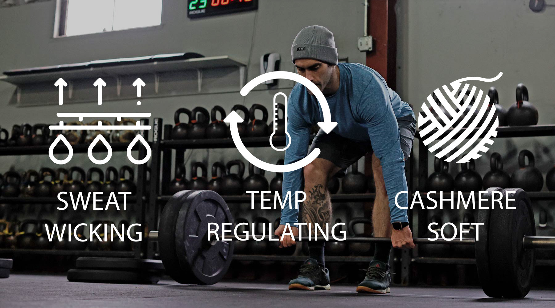 Grey Mens Workout Beanie