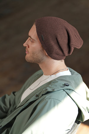 Brown Slouchy Beanie for Men