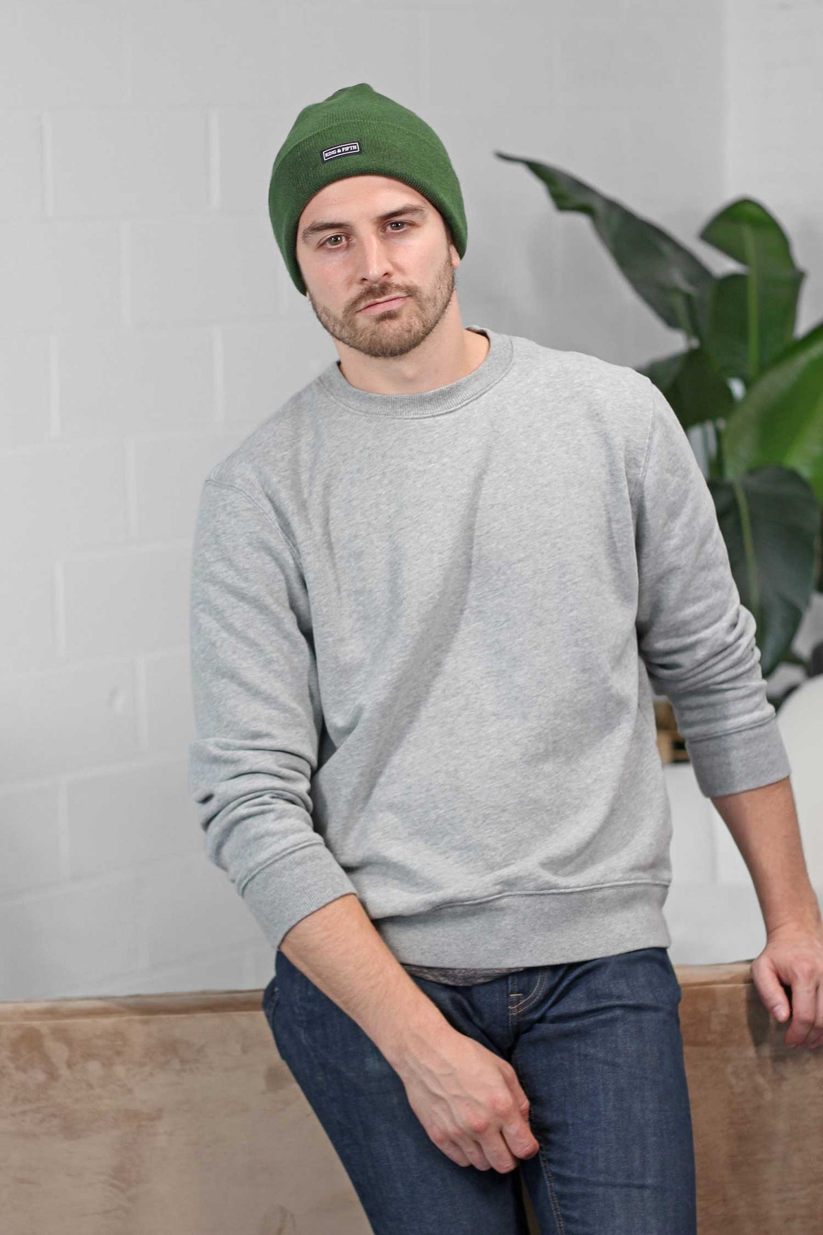 Green Mens Slouchy Beanie