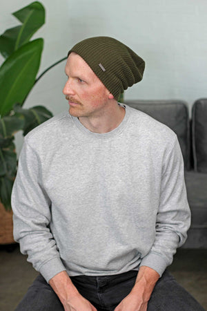 Green Slouchy Beanie Mens