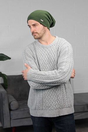 Green Slouchy Beanie for Men