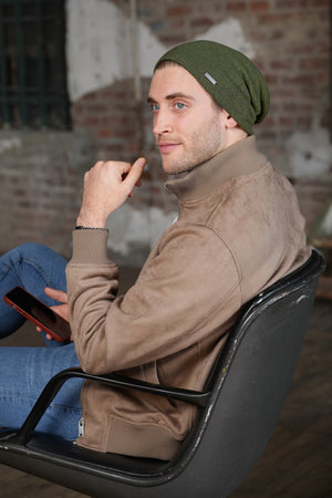 Green Slouchy Beanie for Men