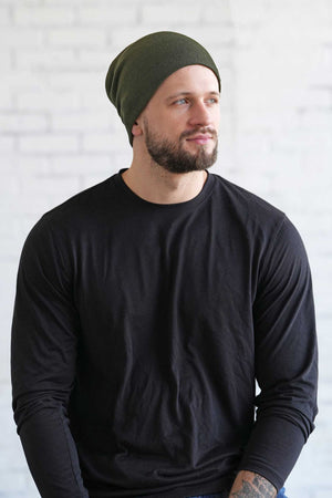 Green Slouchy Beanie for Men