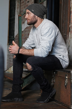 Grey Slouchy Beanie for Men