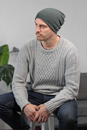 Mens 100% Cashmere Beanie - The David
