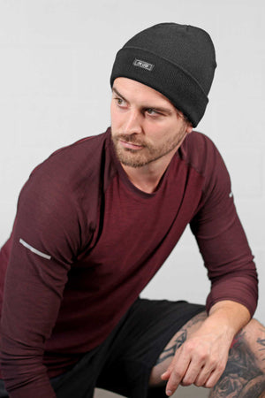 Black Mens Running Beanie