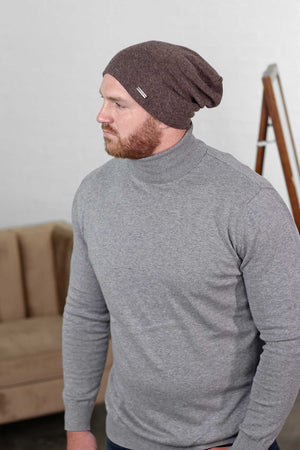Mens 100% Cashmere Beanie - The David