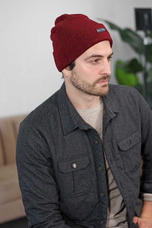 Red Mens Slouchy Beanie Hat
