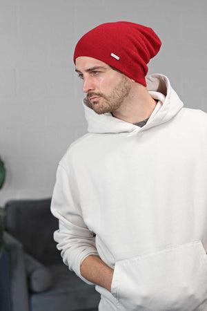 Red Slouchy Beanie for Men